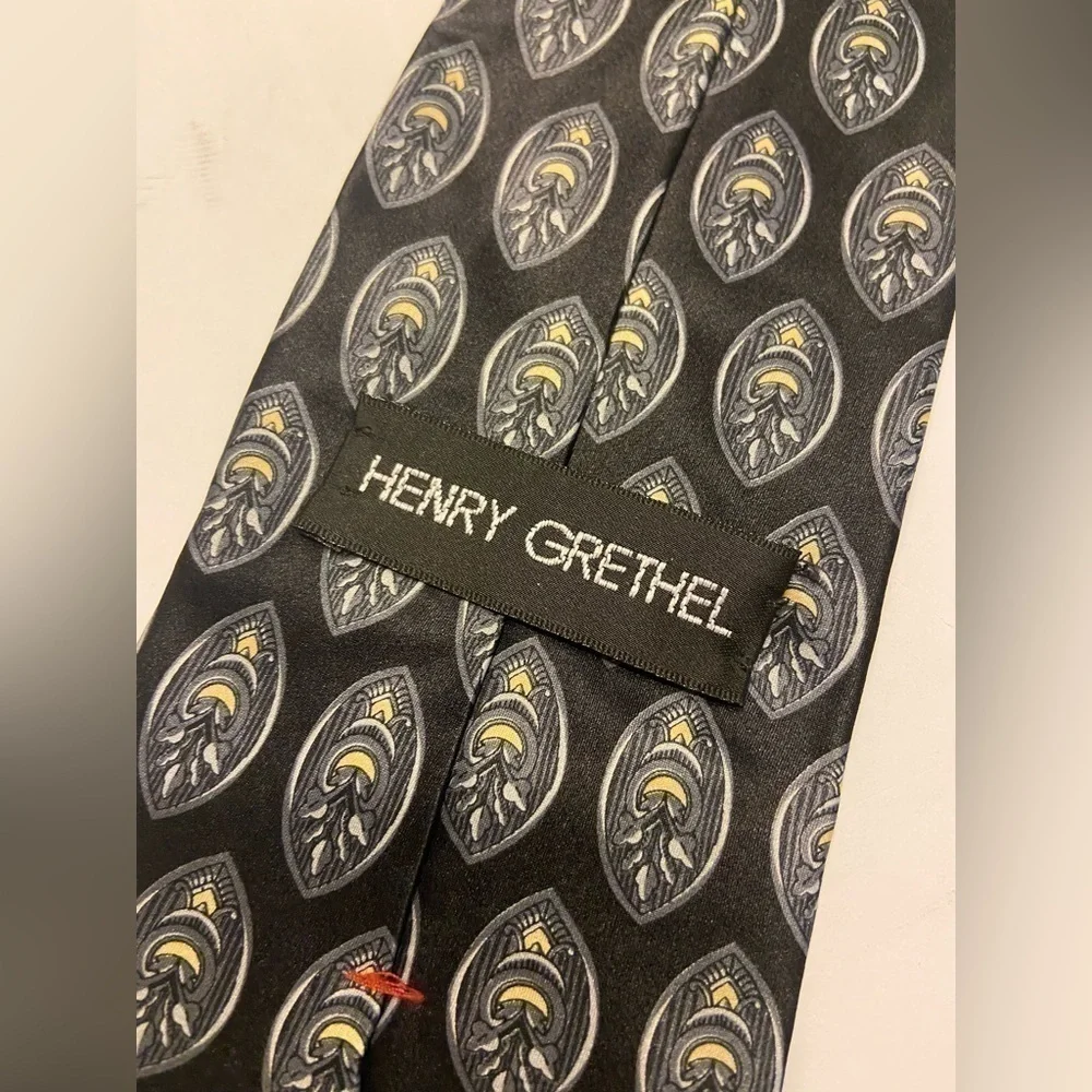 𝅺HENRY Grethel Men's Italian Silk Tie Necktie Menswear Design L: 58